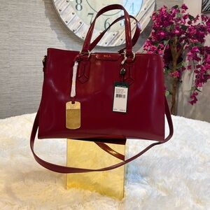 Ralph Lauren Burgundy Leather Shoulder Bag